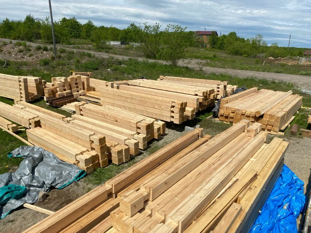 Изображение с заготовками для каркаса дома